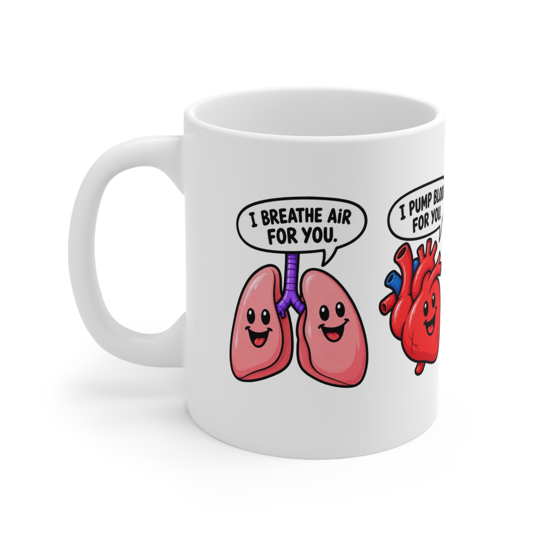 Cute Organ Systems Coffee Mug — 'I Breathe Air For You, I Pump Blood For You' Ceramic Mug (11oz) - Image 2