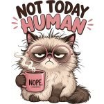 funny cat t‑shirt – Not Today Human design