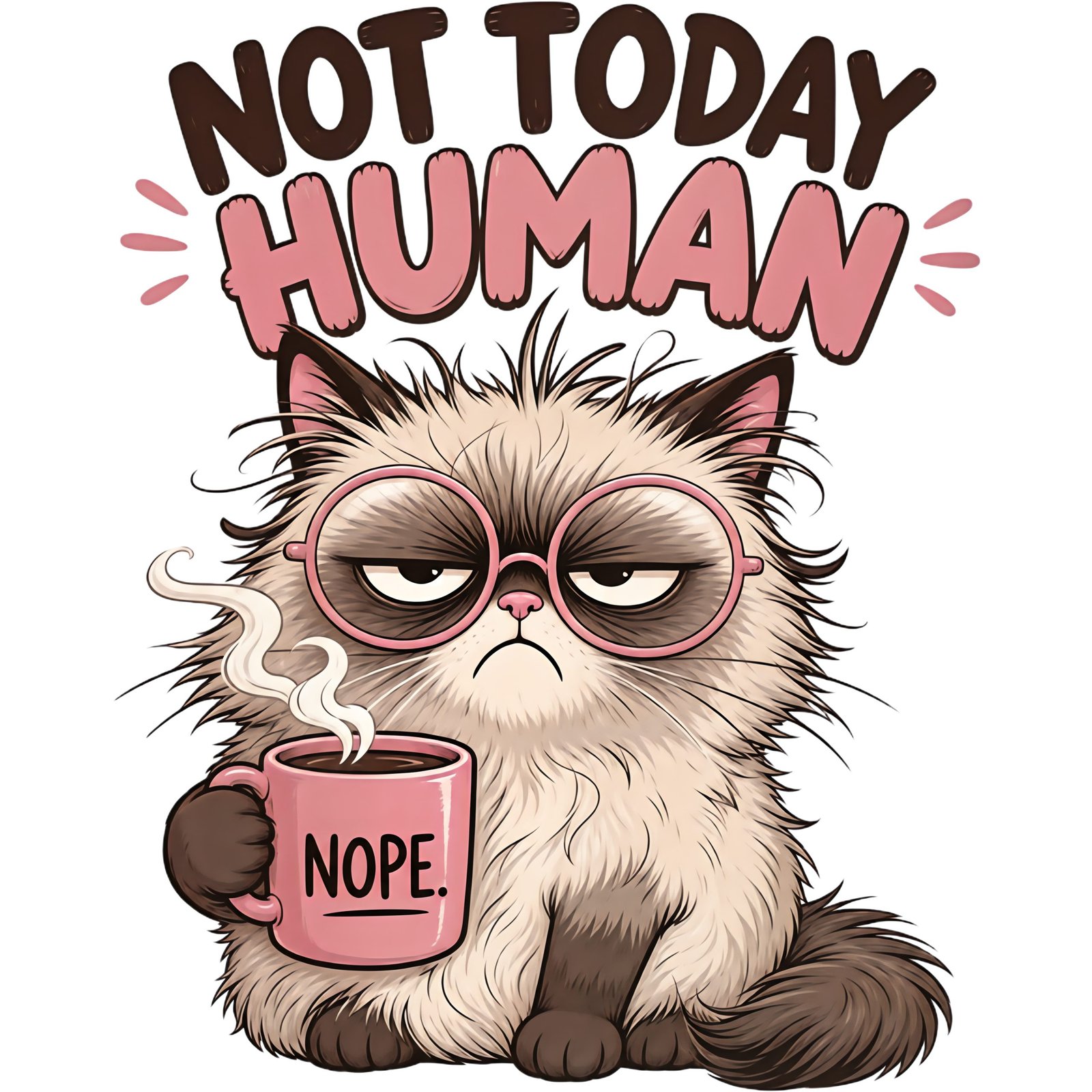 funny cat t‑shirt – Not Today Human design