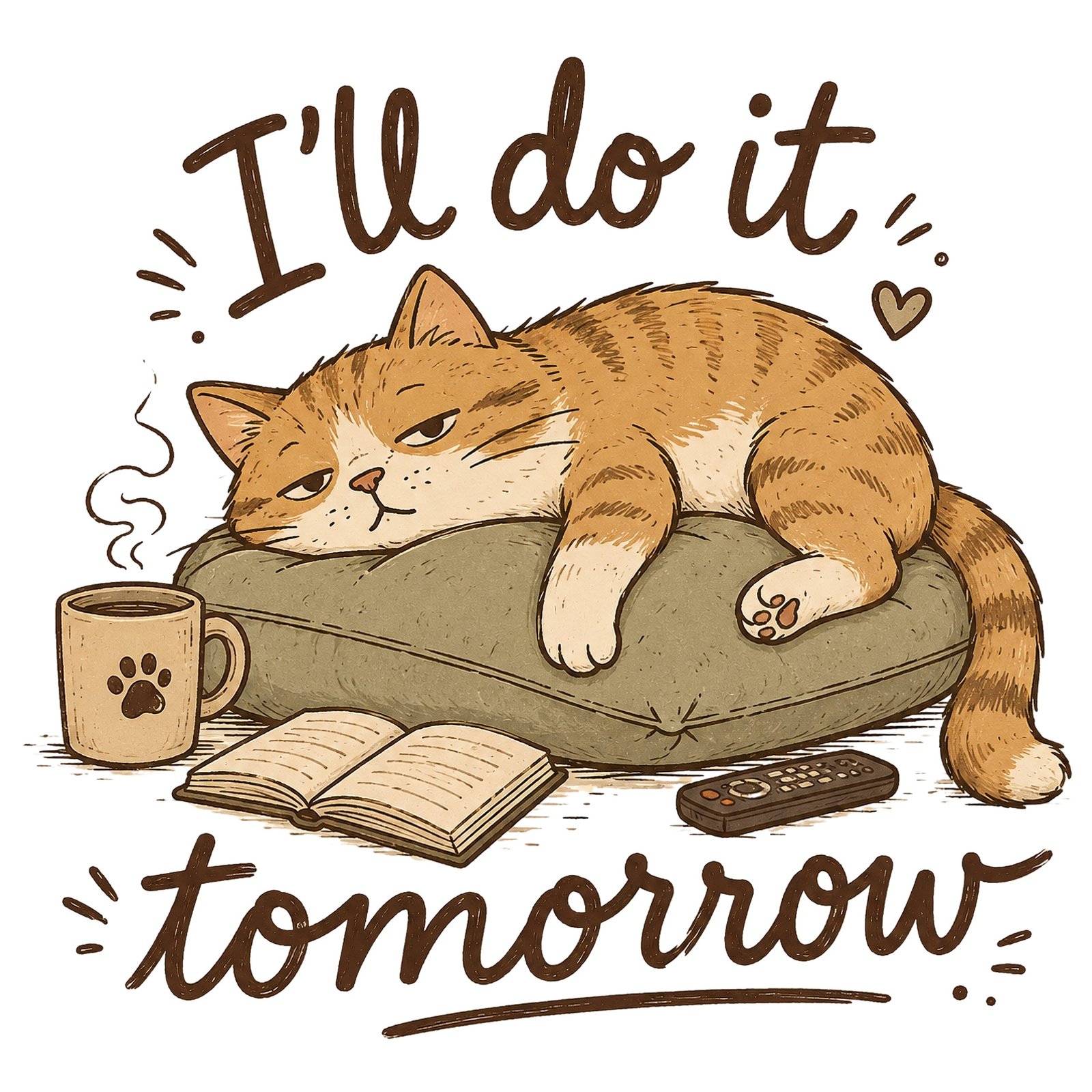 I’ll Do It Tomorrow Cat T‑Shirt – Funny Lazy Cat Graphic