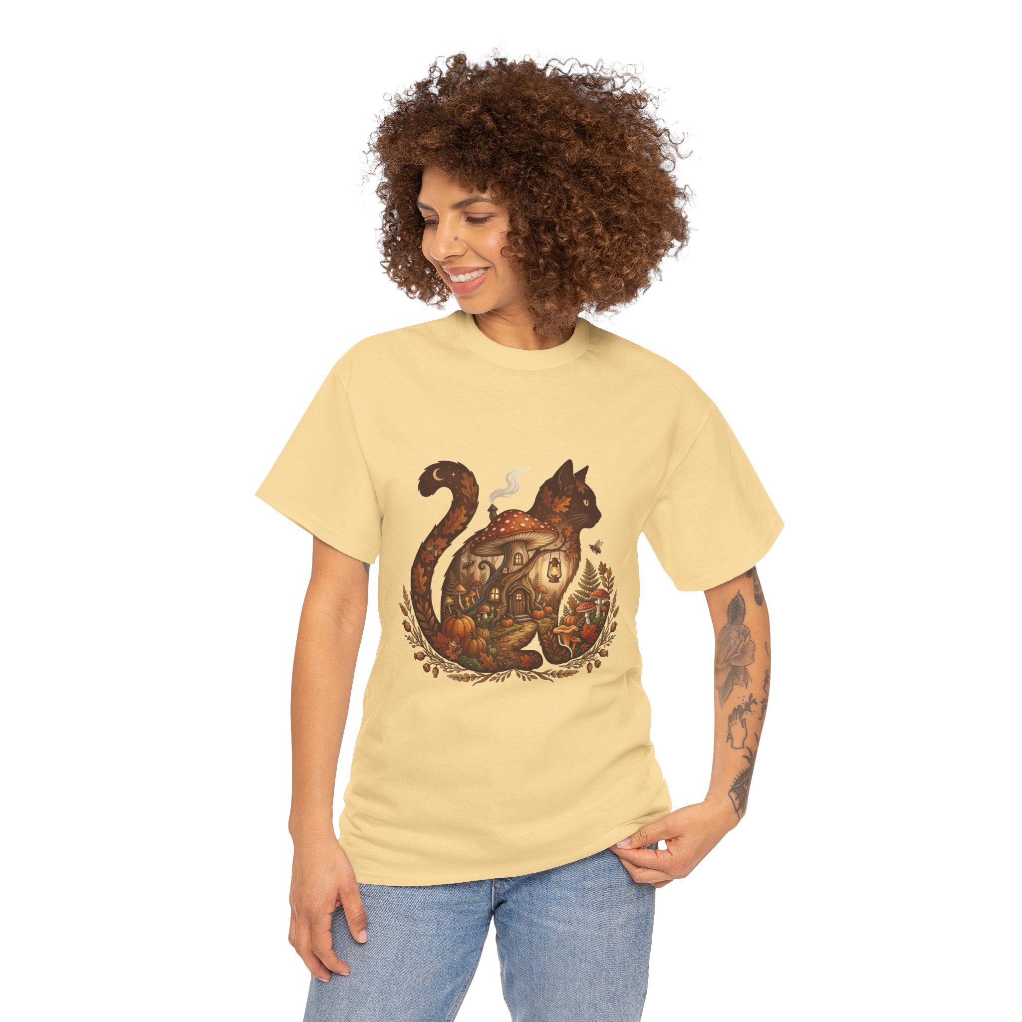 autumn cat pumpkin t‑shirt design