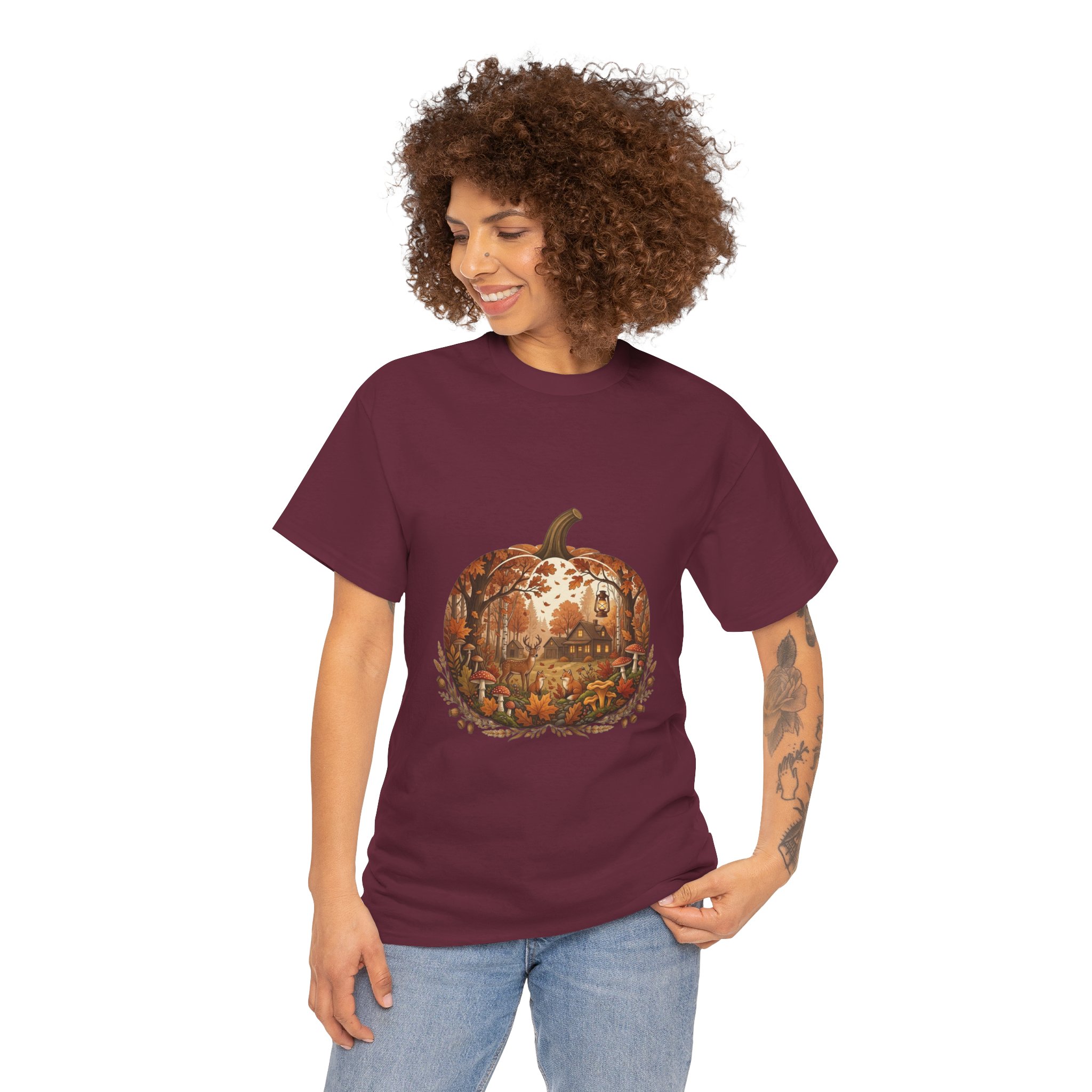 glowing pumpkin autumn graphic tee