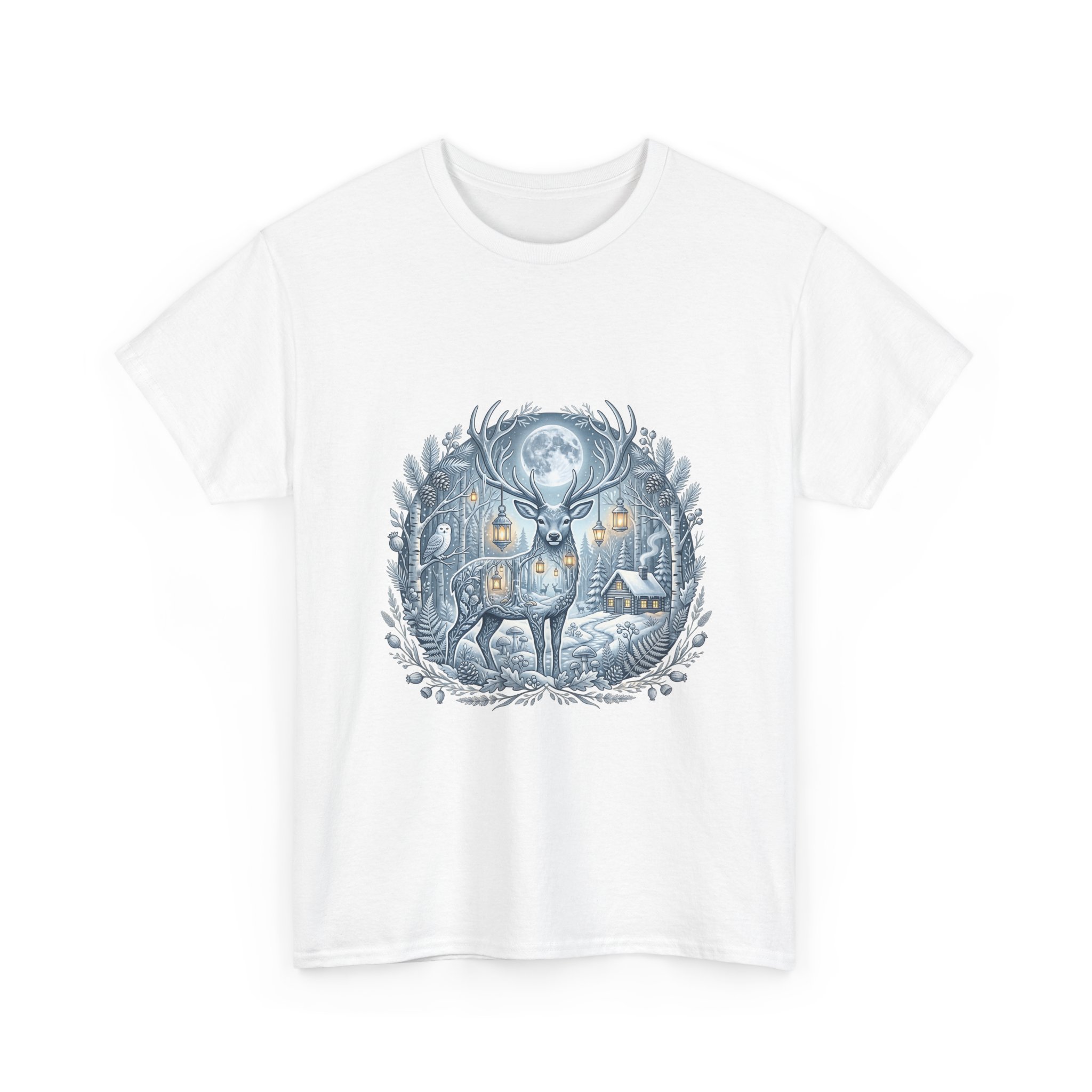 deer lantern woodland t‑shirt design