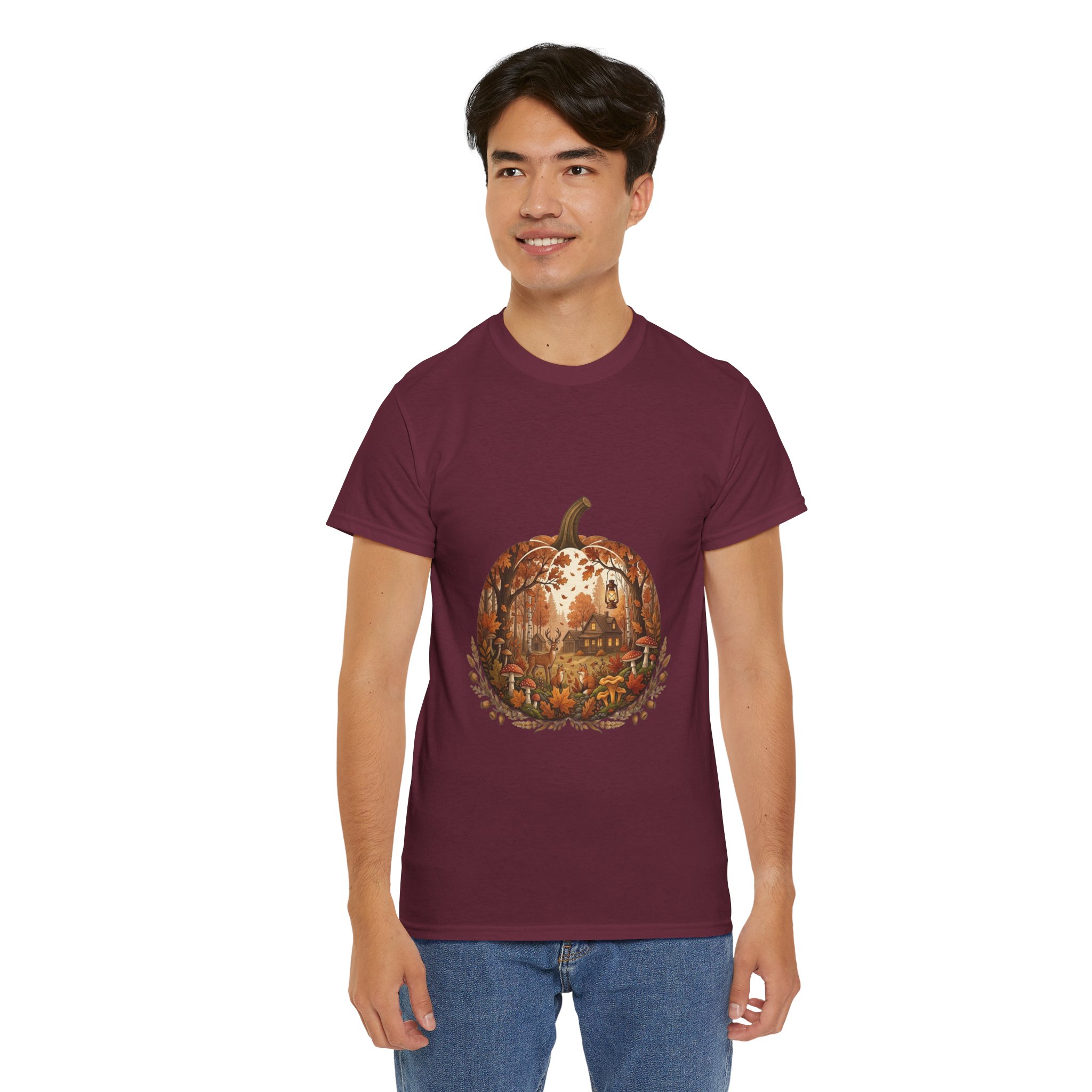 glowing pumpkin autumn graphic tee