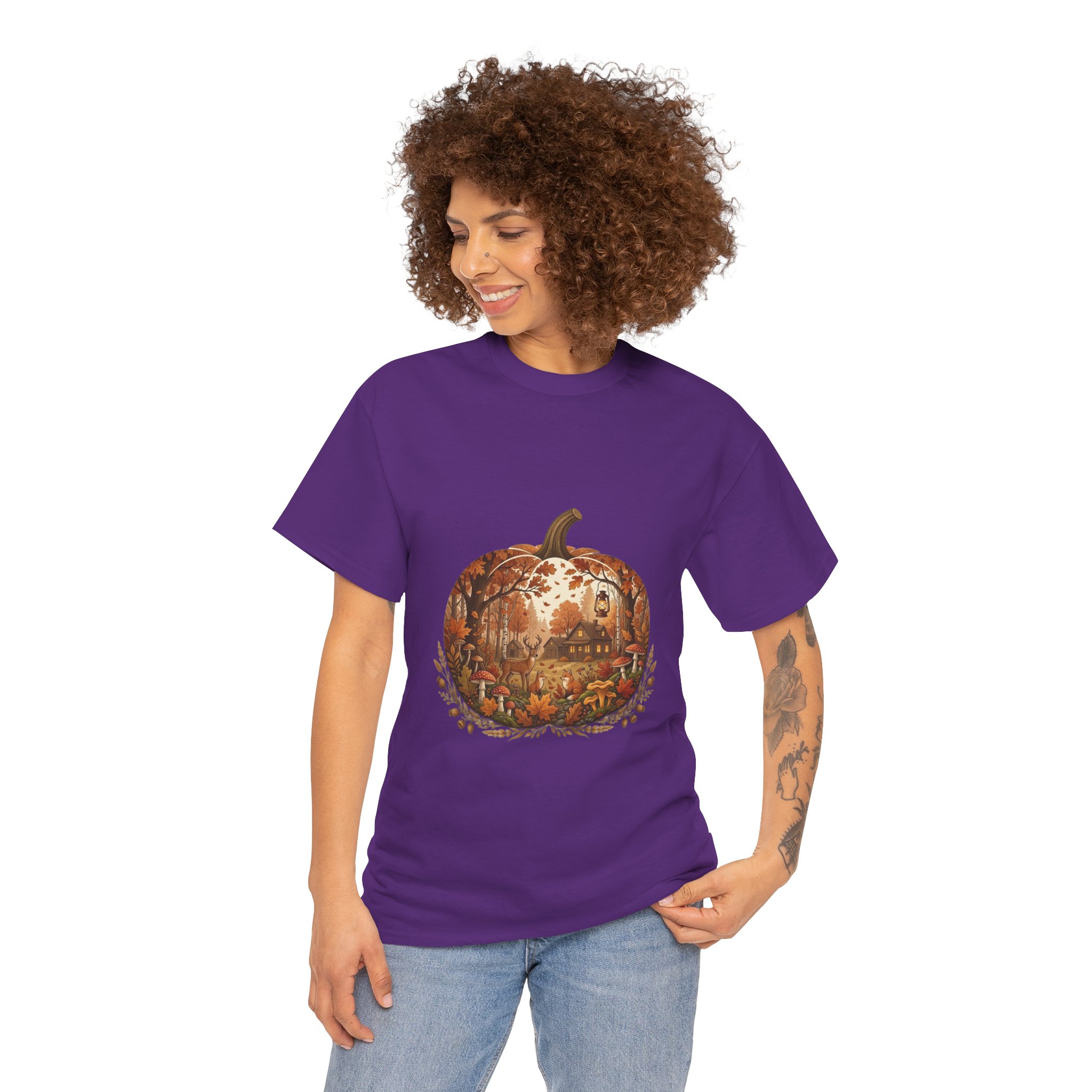 glowing pumpkin autumn graphic tee