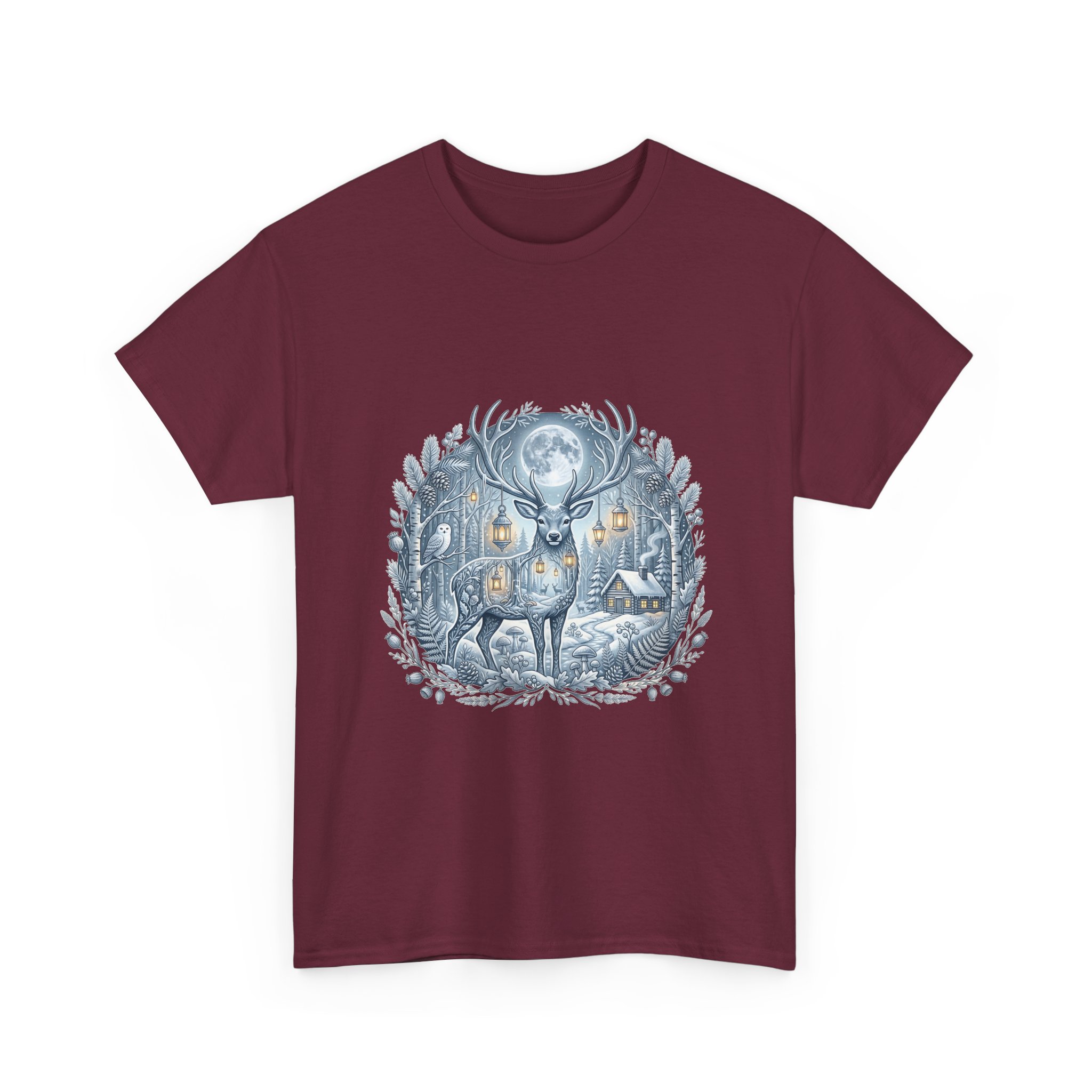 deer lantern woodland t‑shirt design