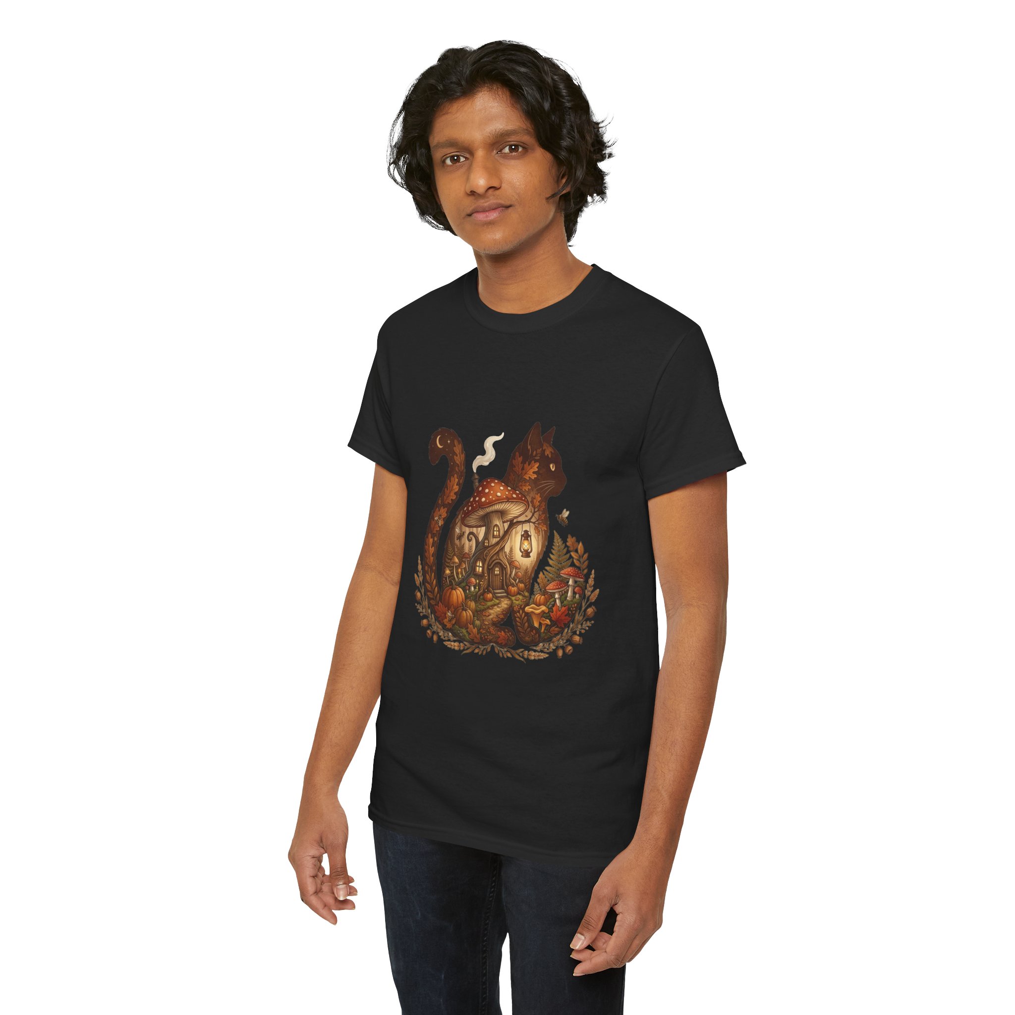 autumn cat pumpkin t‑shirt design