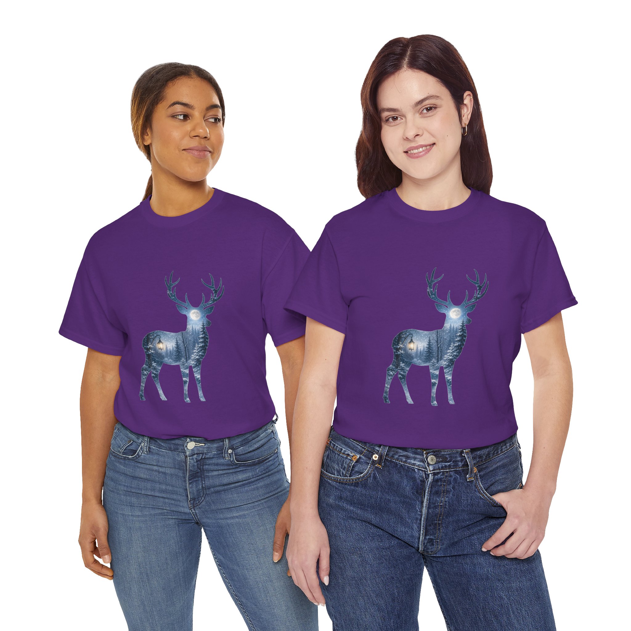 moonlit forest deer autumn graphic tee