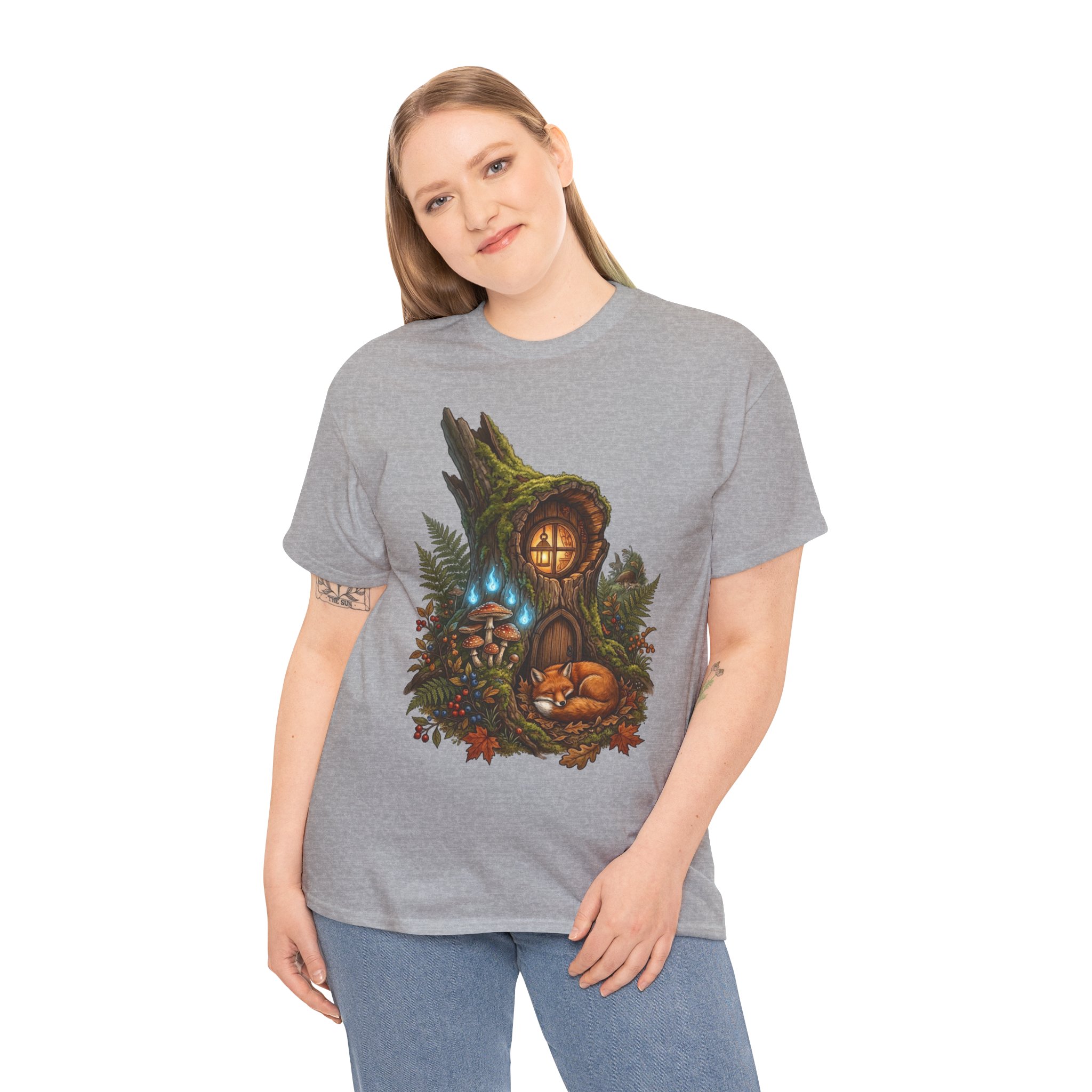 Fairy Hollow t‑shirt with cozy woodland mushroom home graphic design
