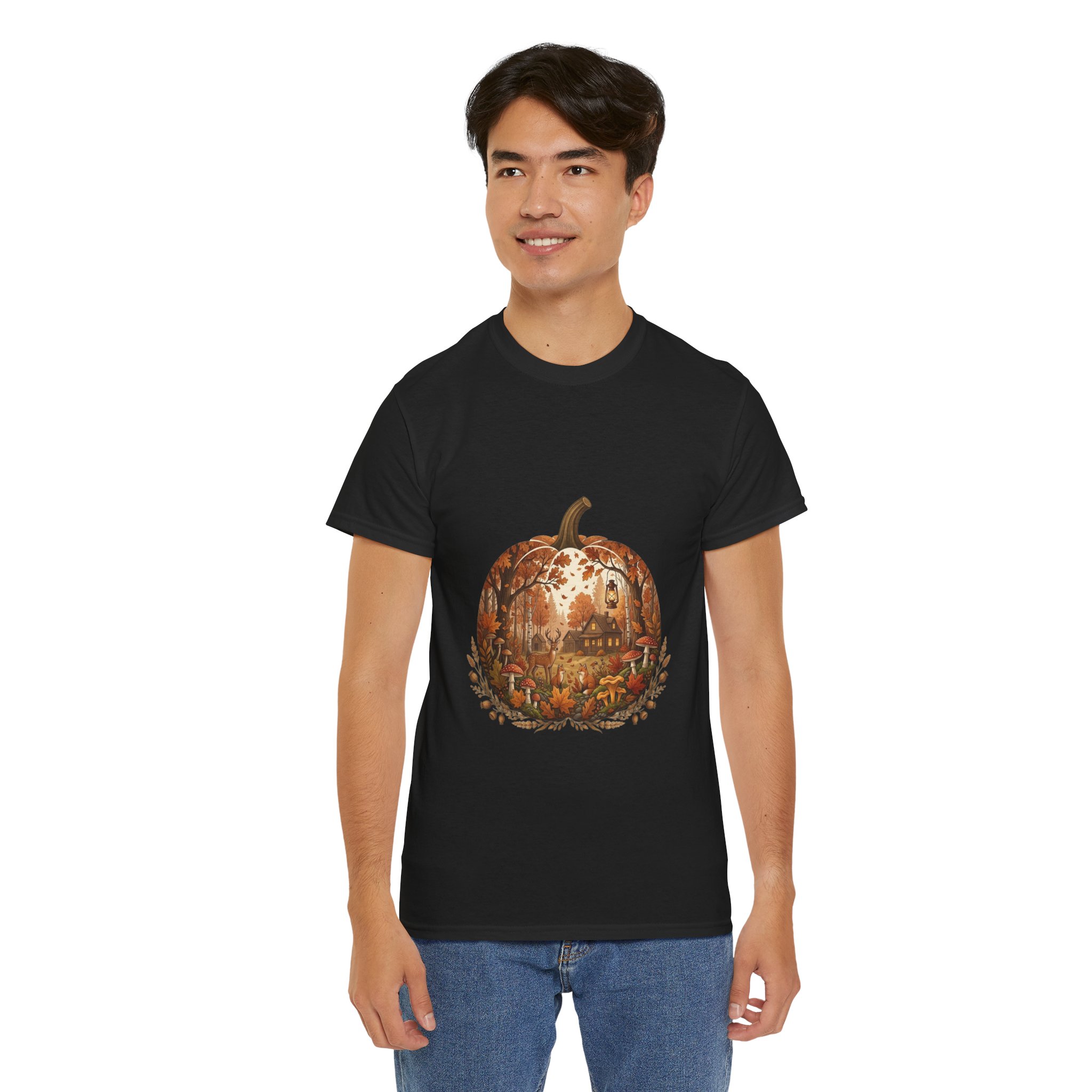glowing pumpkin autumn graphic tee