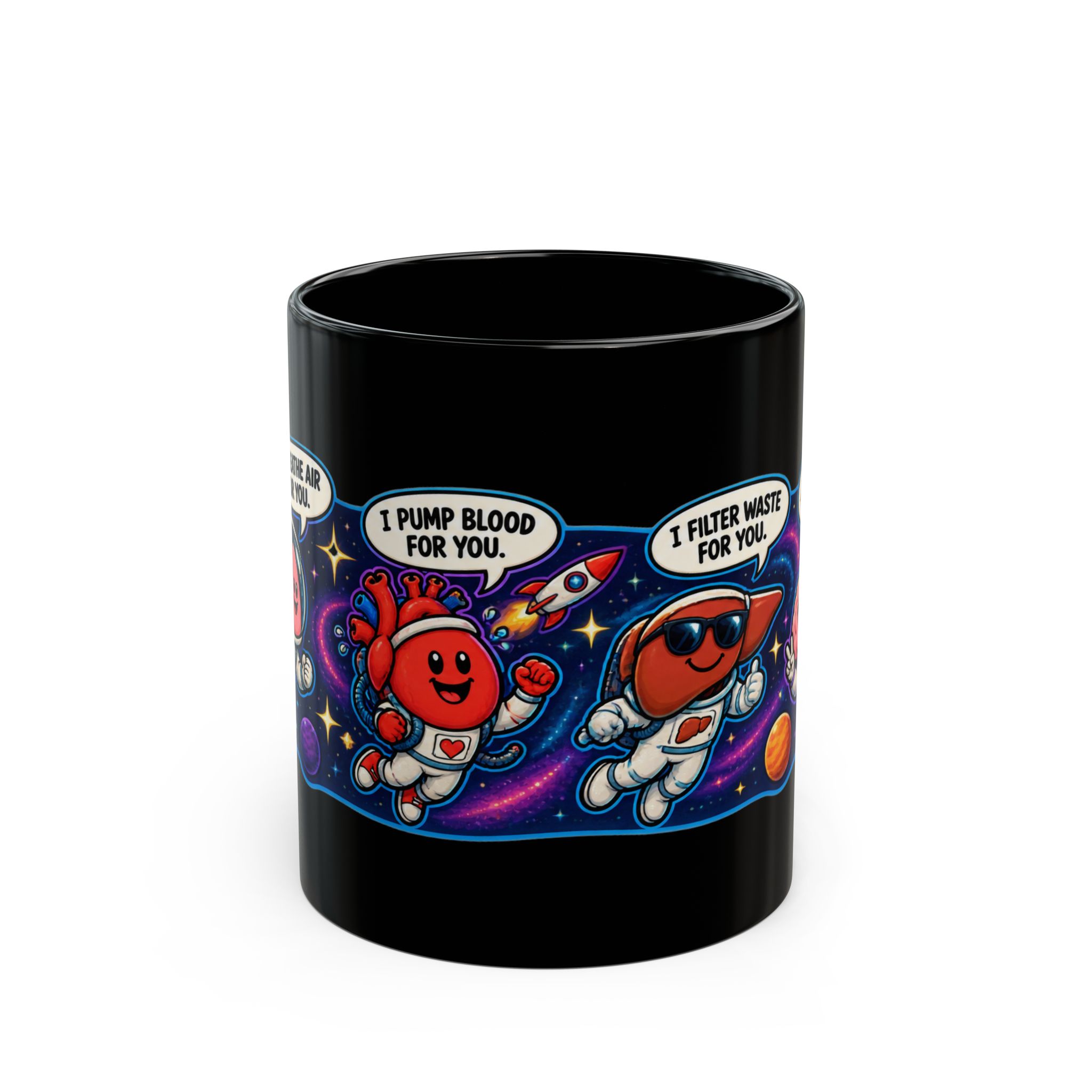 Cute astronaut mug with cartoon organs design