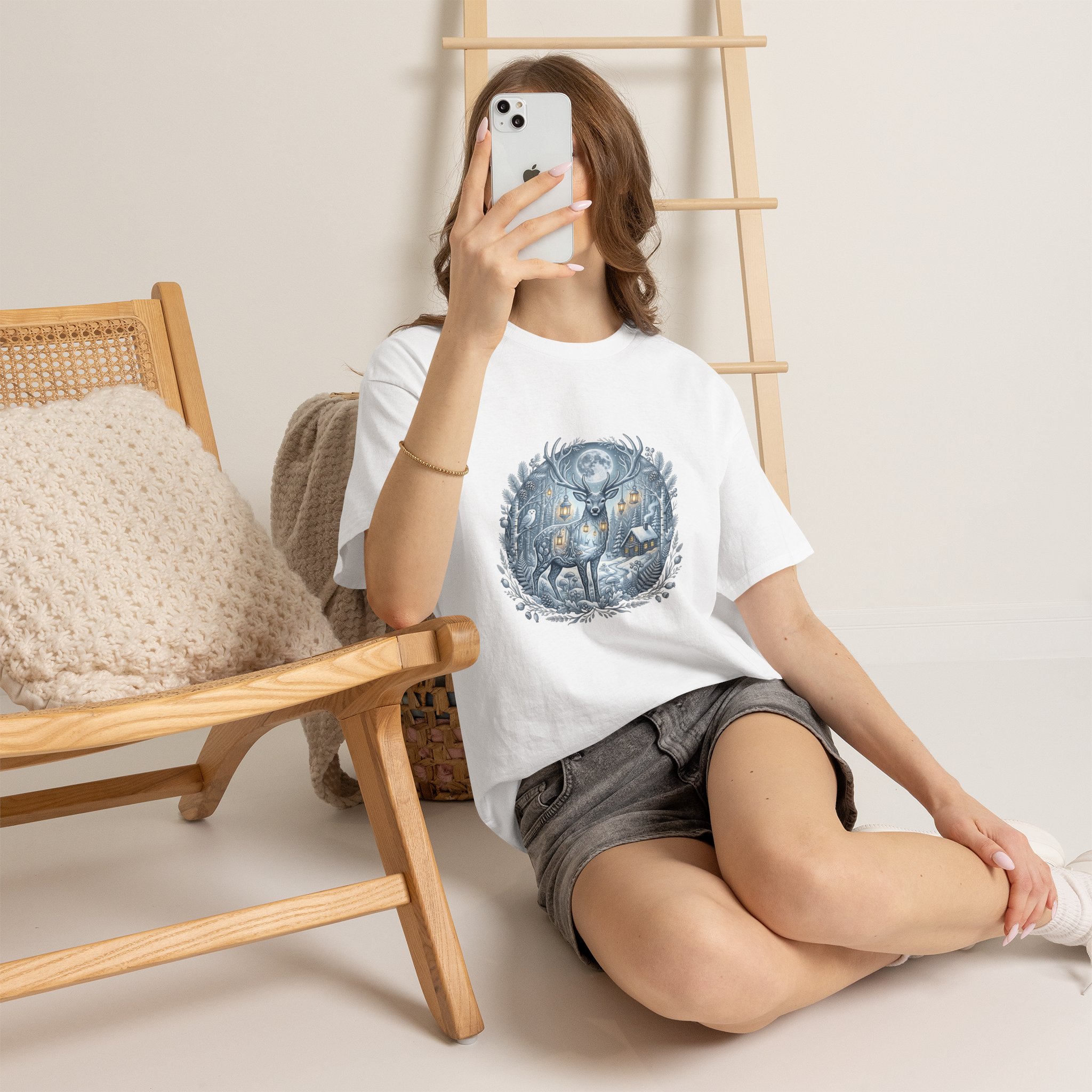 lantern‑lit forest deer autumn graphic tee