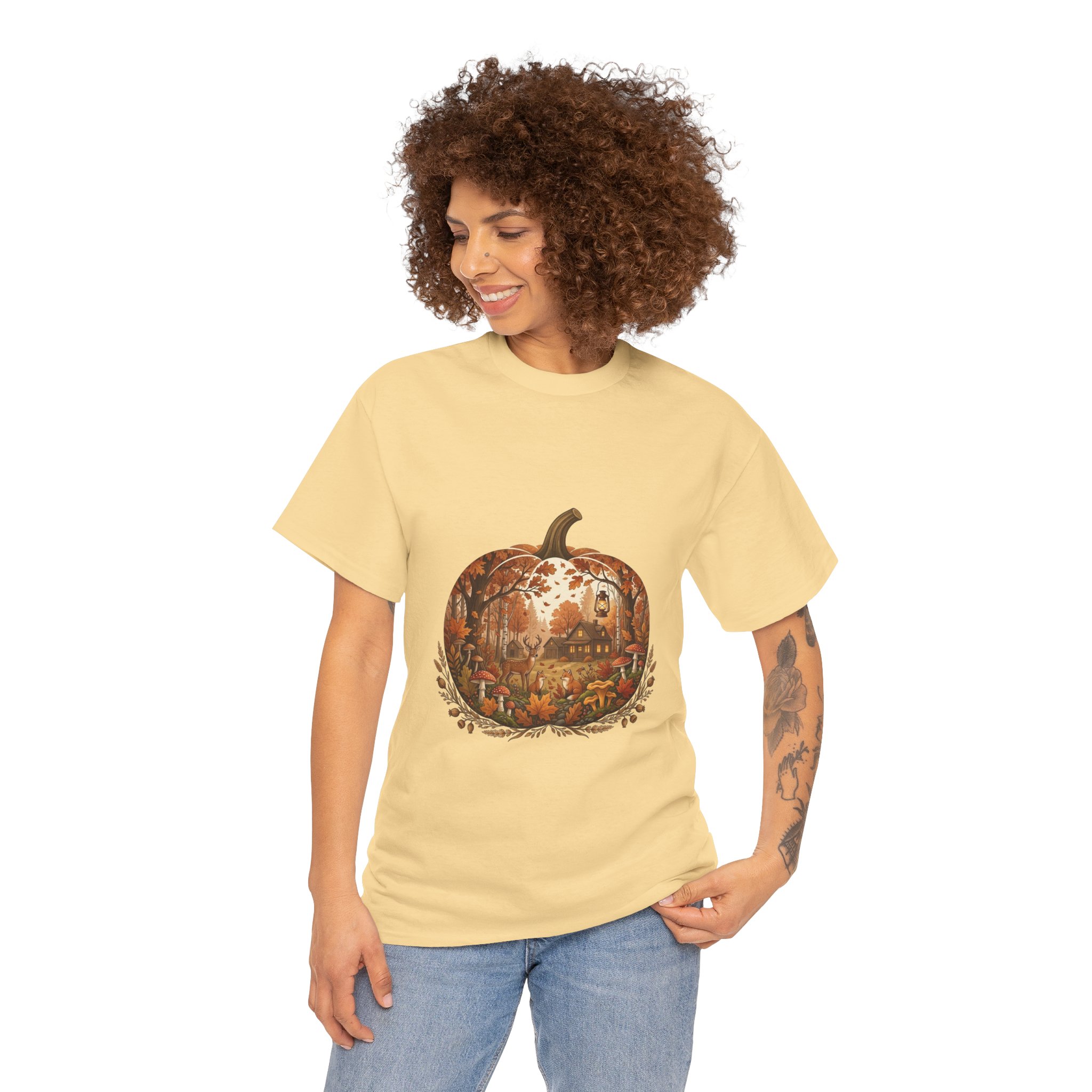 glowing pumpkin autumn graphic tee