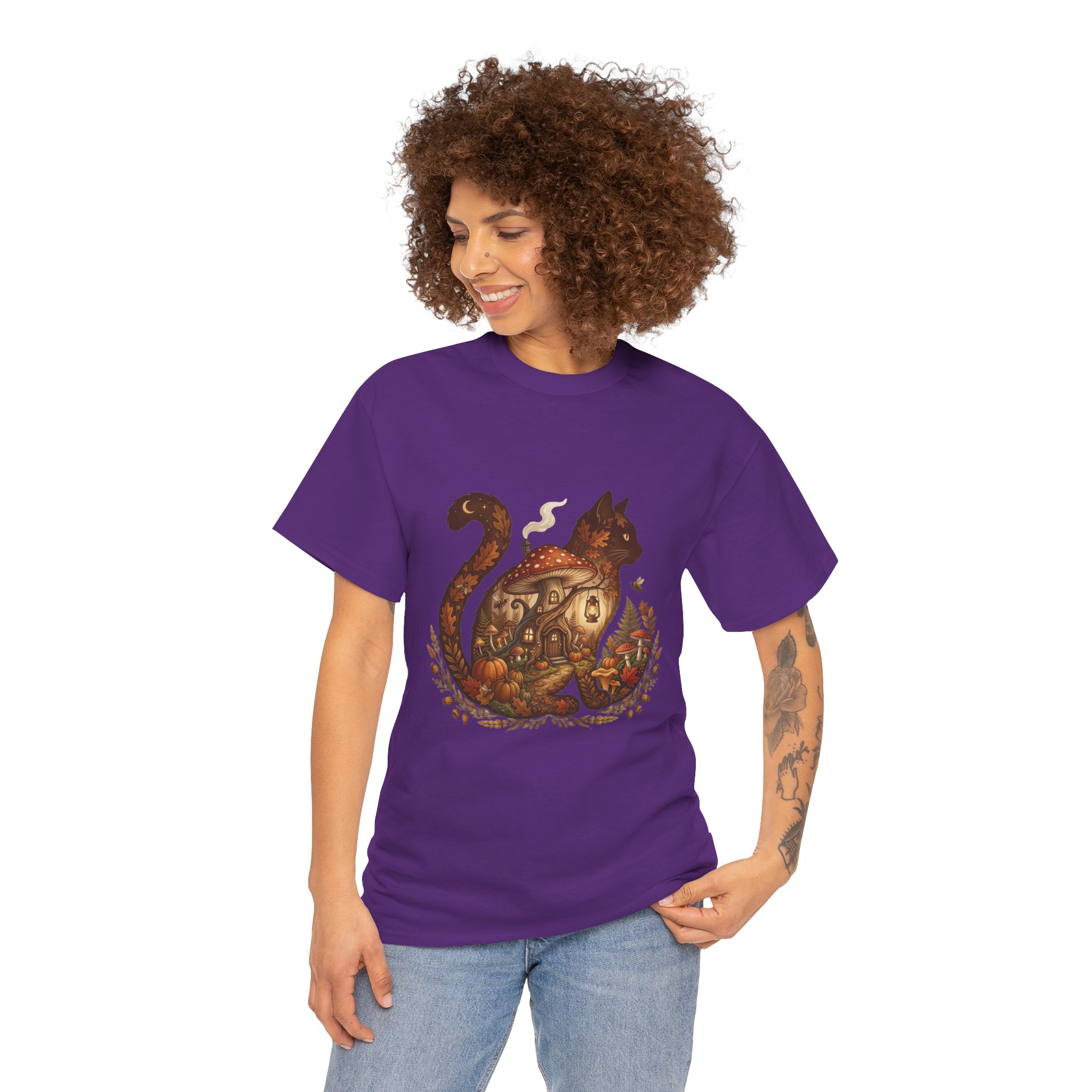 autumn cat pumpkin t‑shirt design