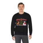 Christmas sweatshirt with Merry Christmas reindeer and snowman design