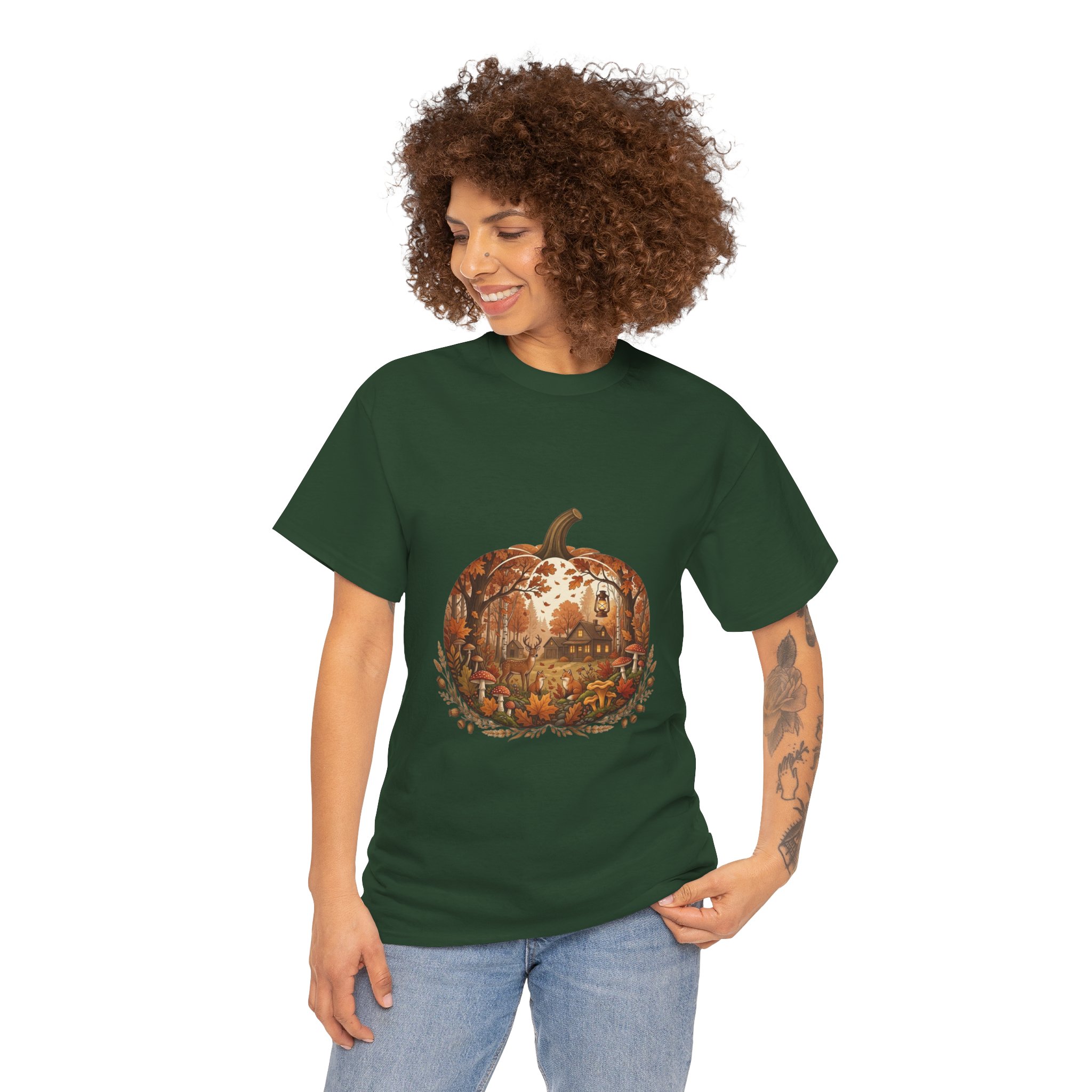 glowing pumpkin autumn graphic tee