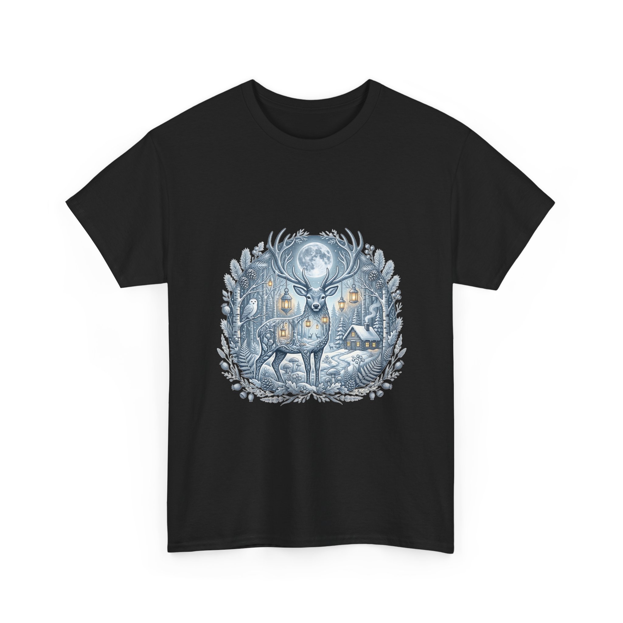 deer lantern woodland t‑shirt design
