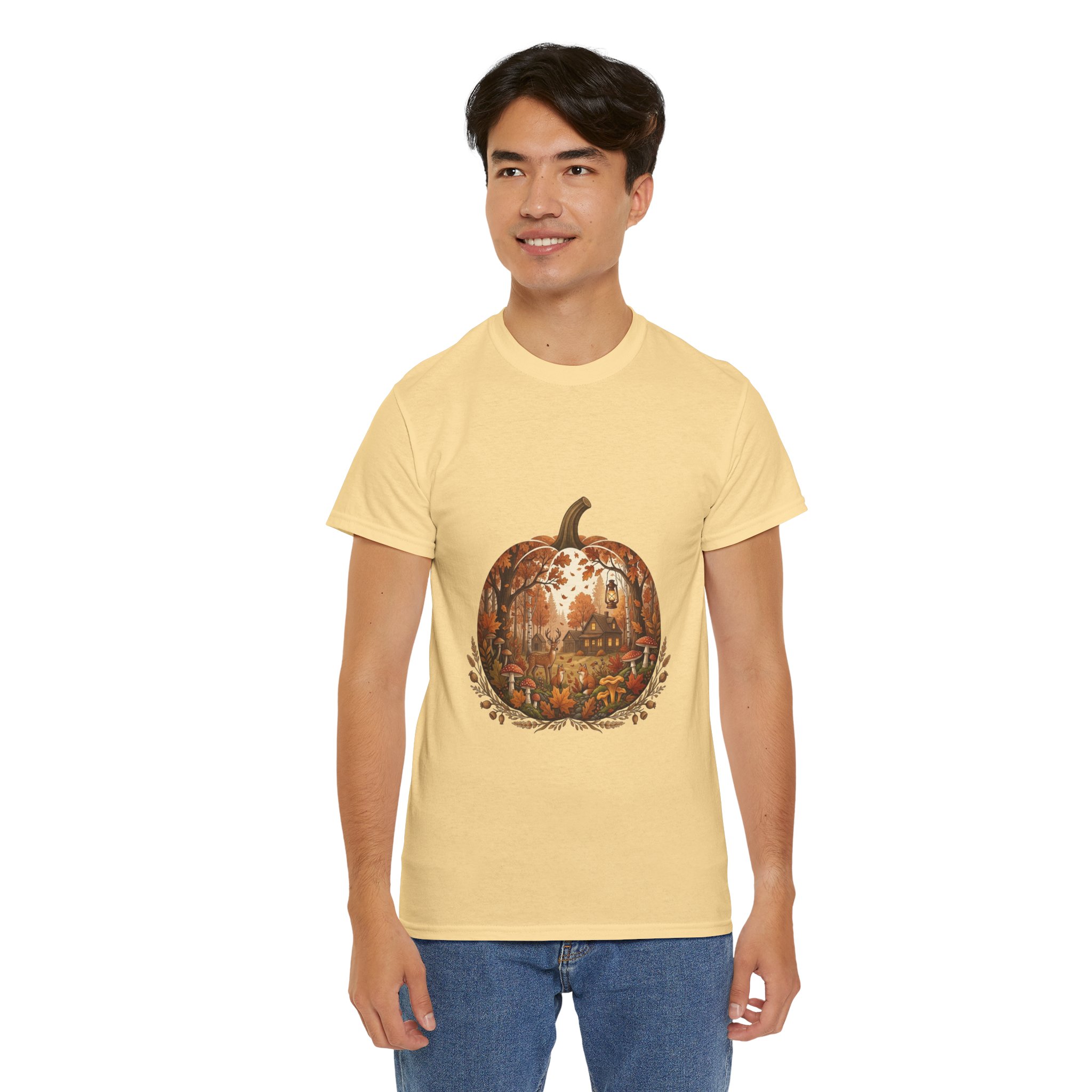 glowing pumpkin autumn graphic tee