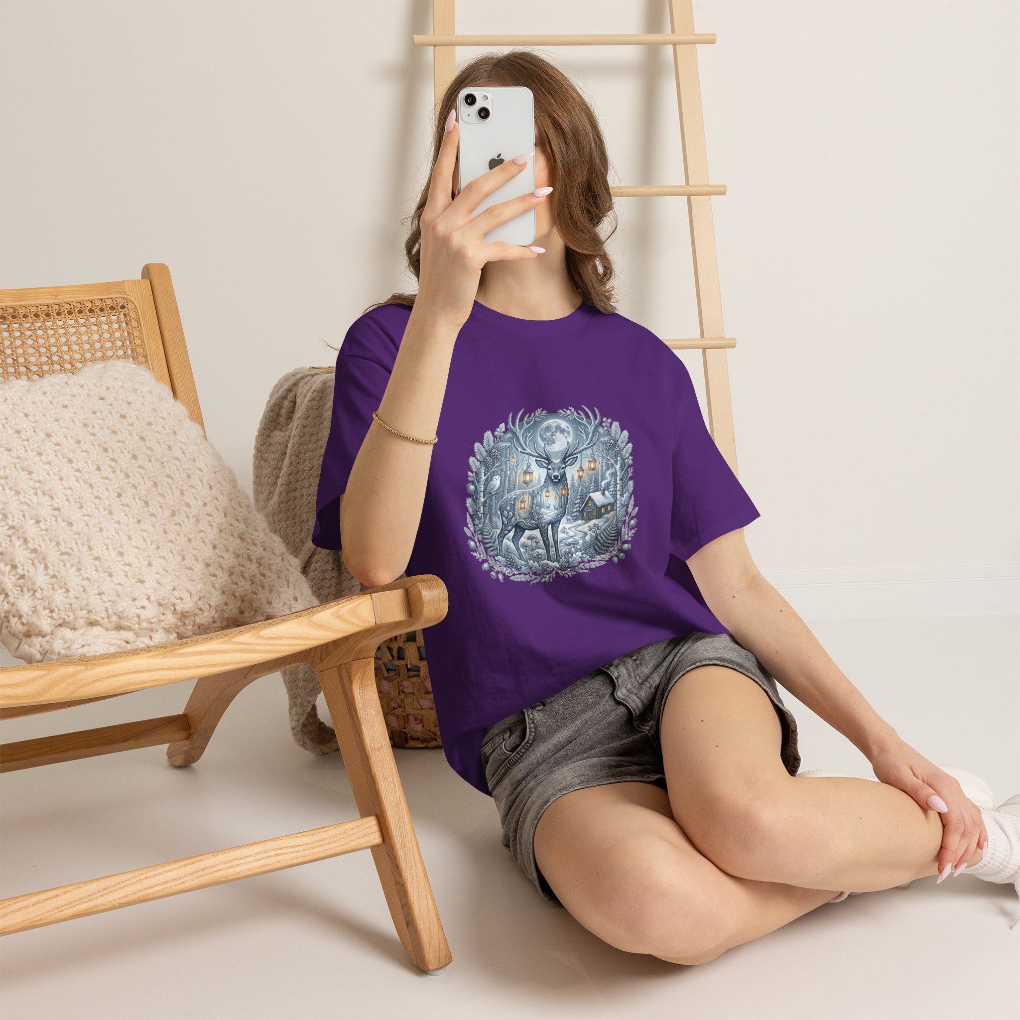 lantern‑lit forest deer autumn graphic tee