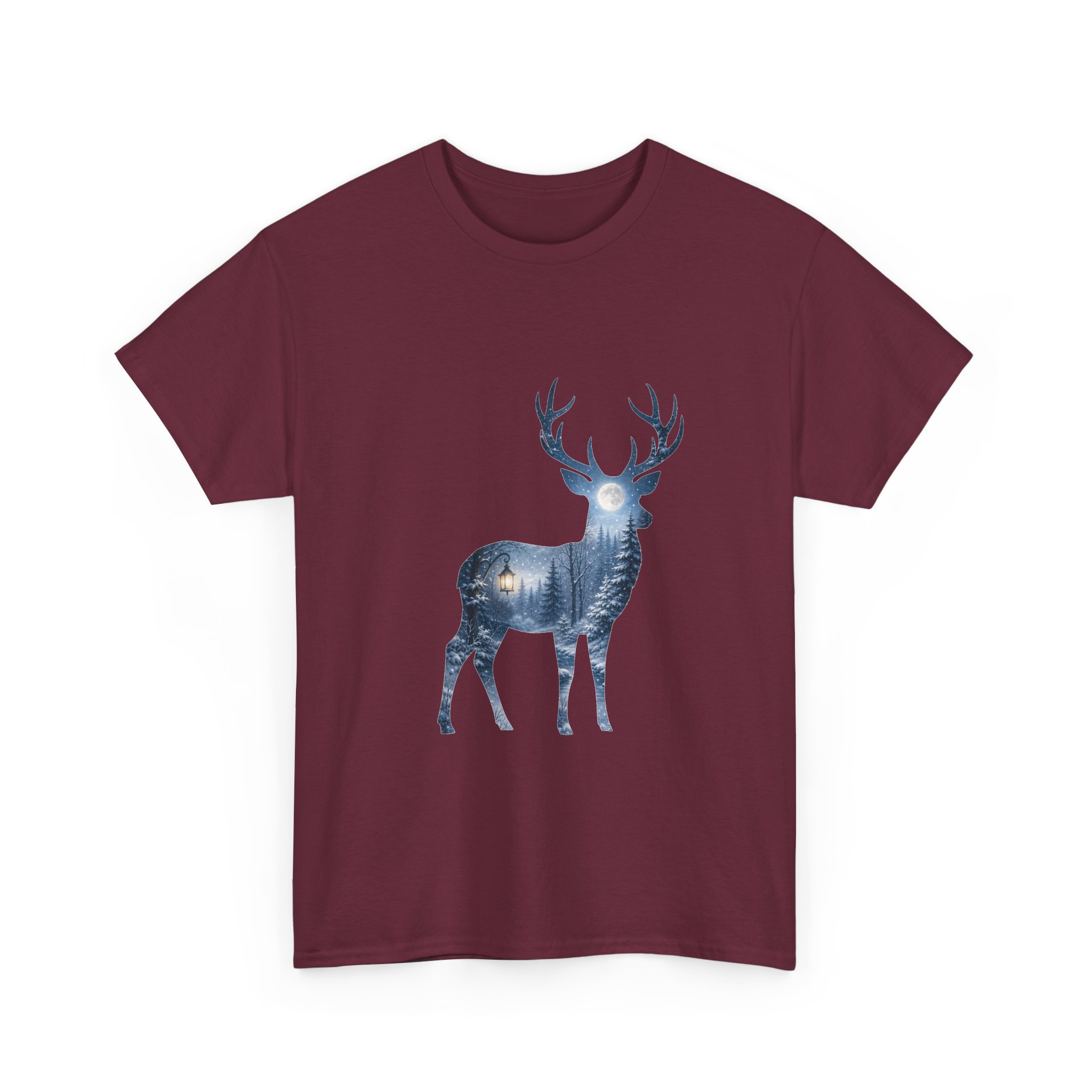 deer moonlit forest t‑shirt design