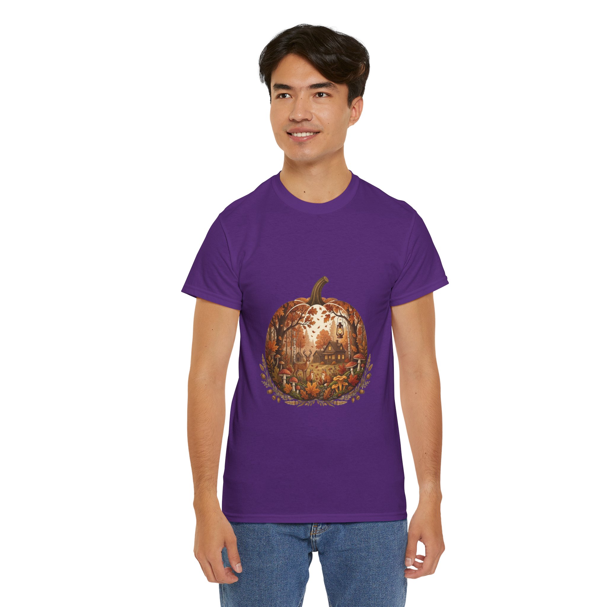 glowing pumpkin autumn graphic tee