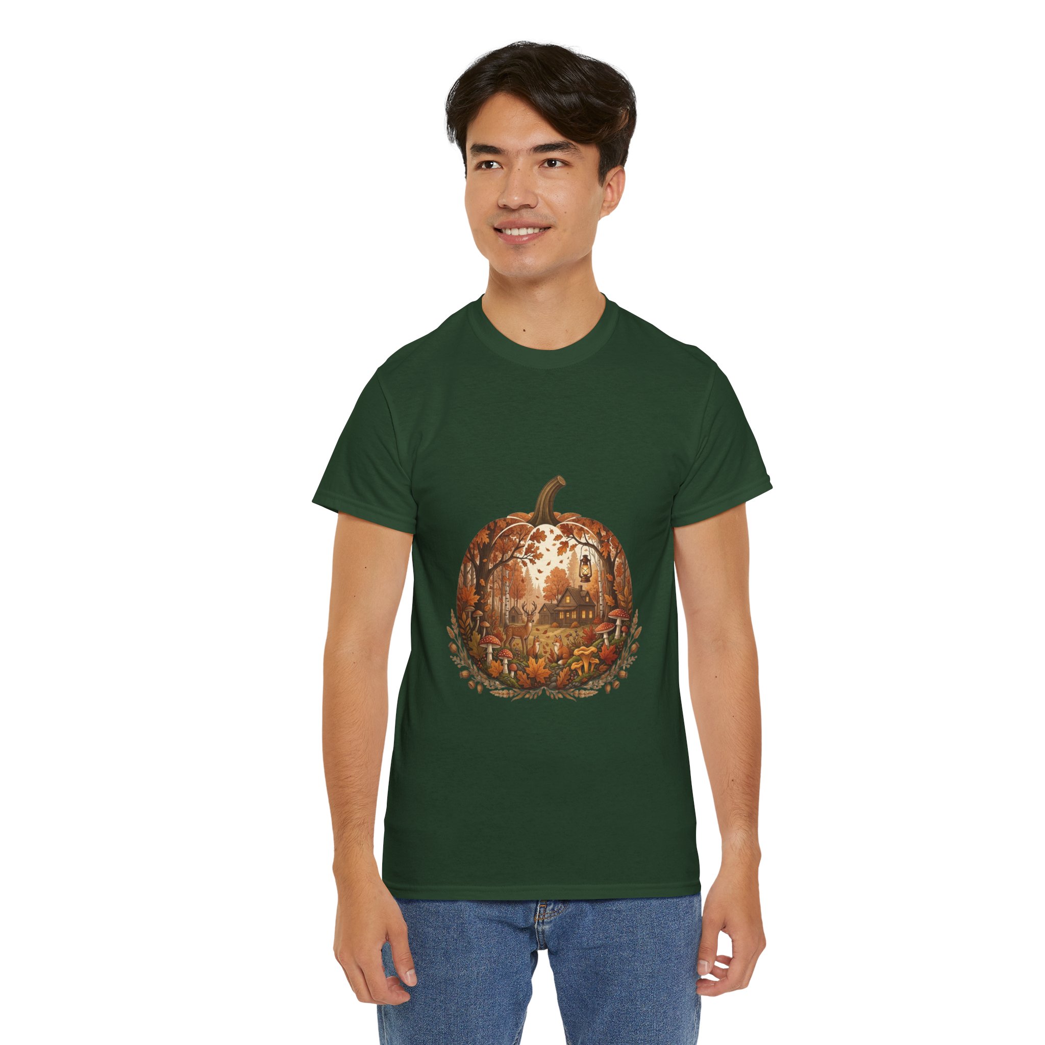 glowing pumpkin autumn graphic tee