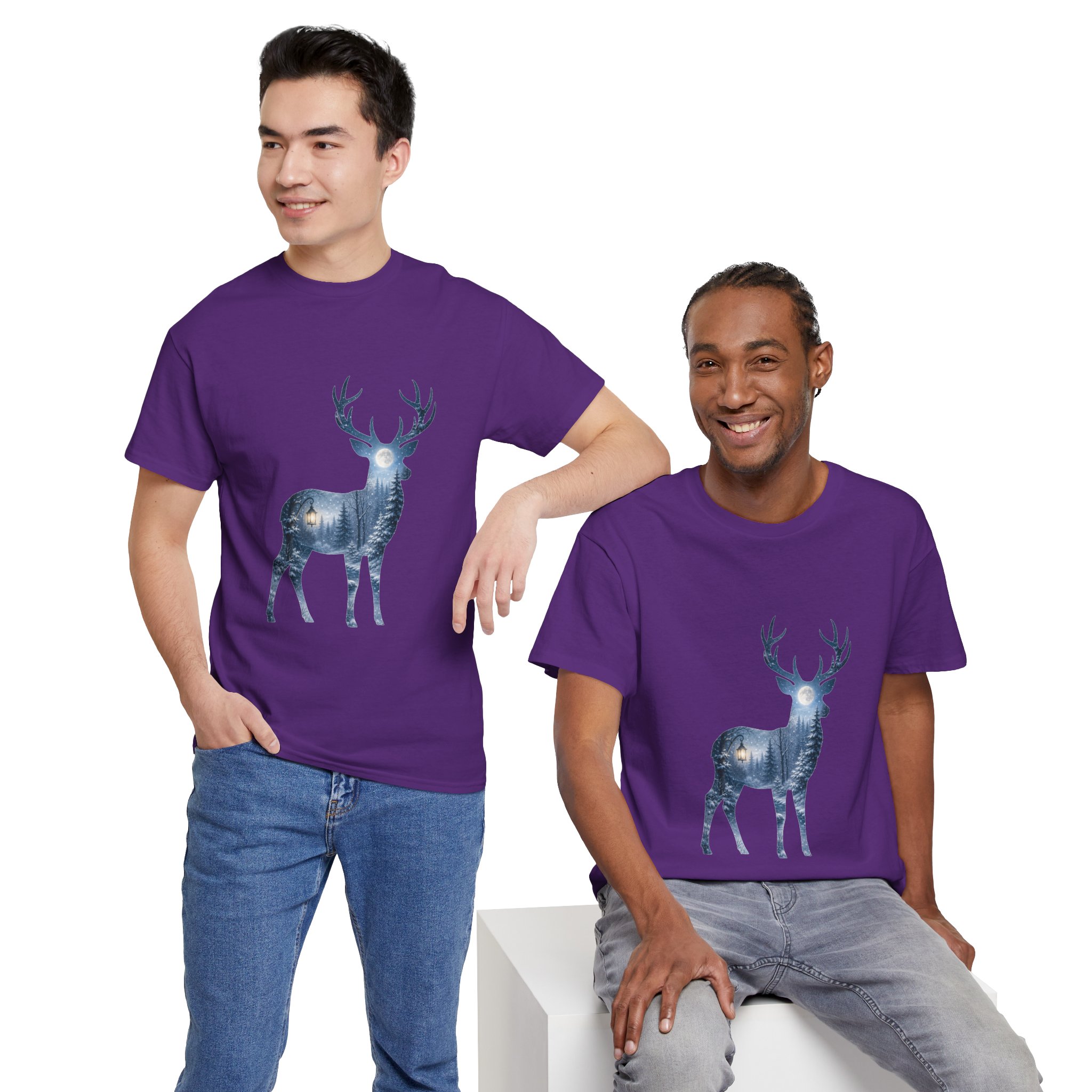 moonlit forest deer autumn graphic tee