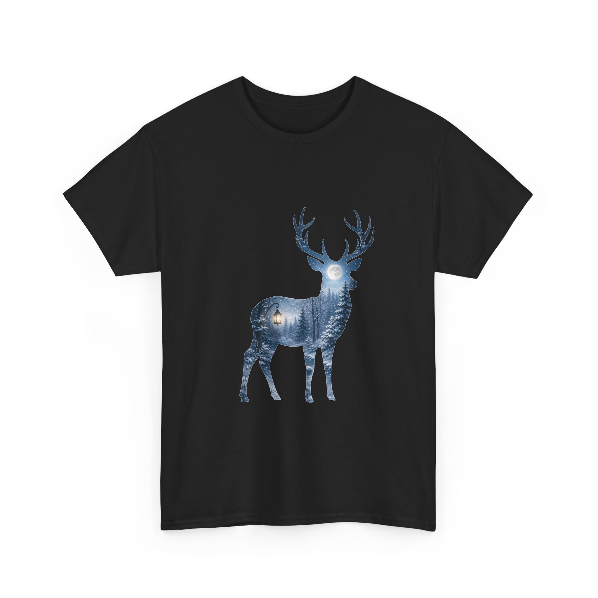 deer moonlit forest t‑shirt design
