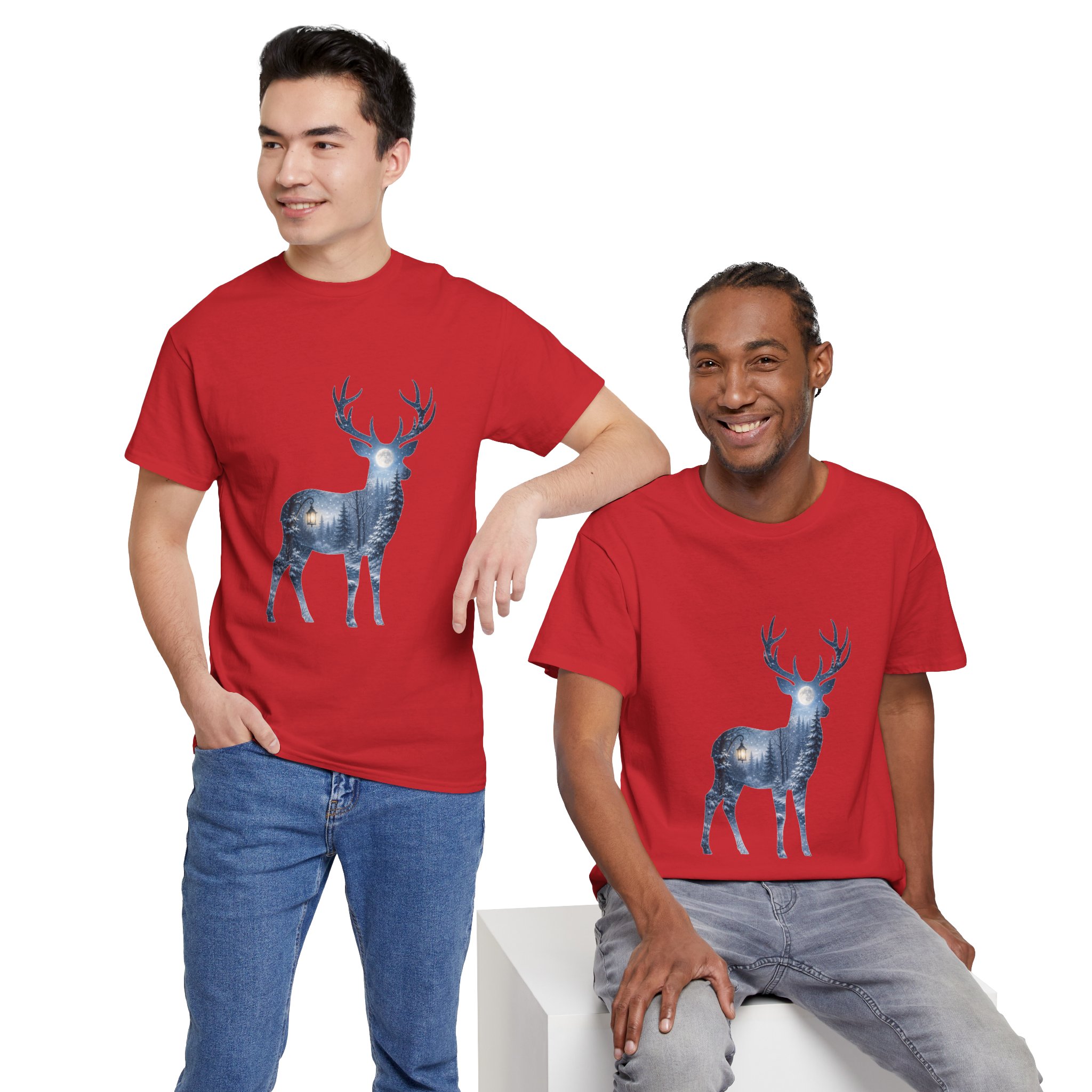 moonlit forest deer autumn graphic tee