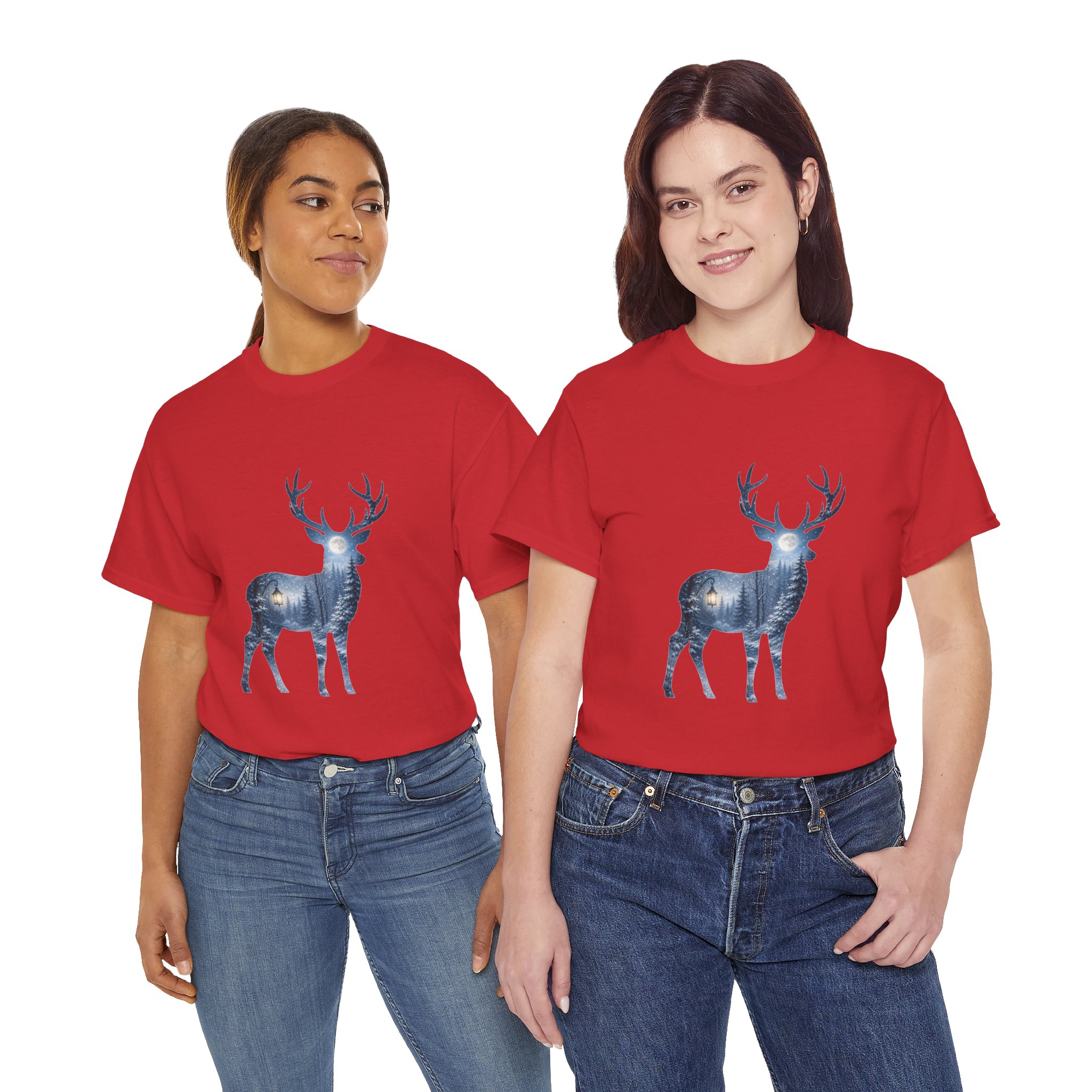 moonlit forest deer autumn graphic tee