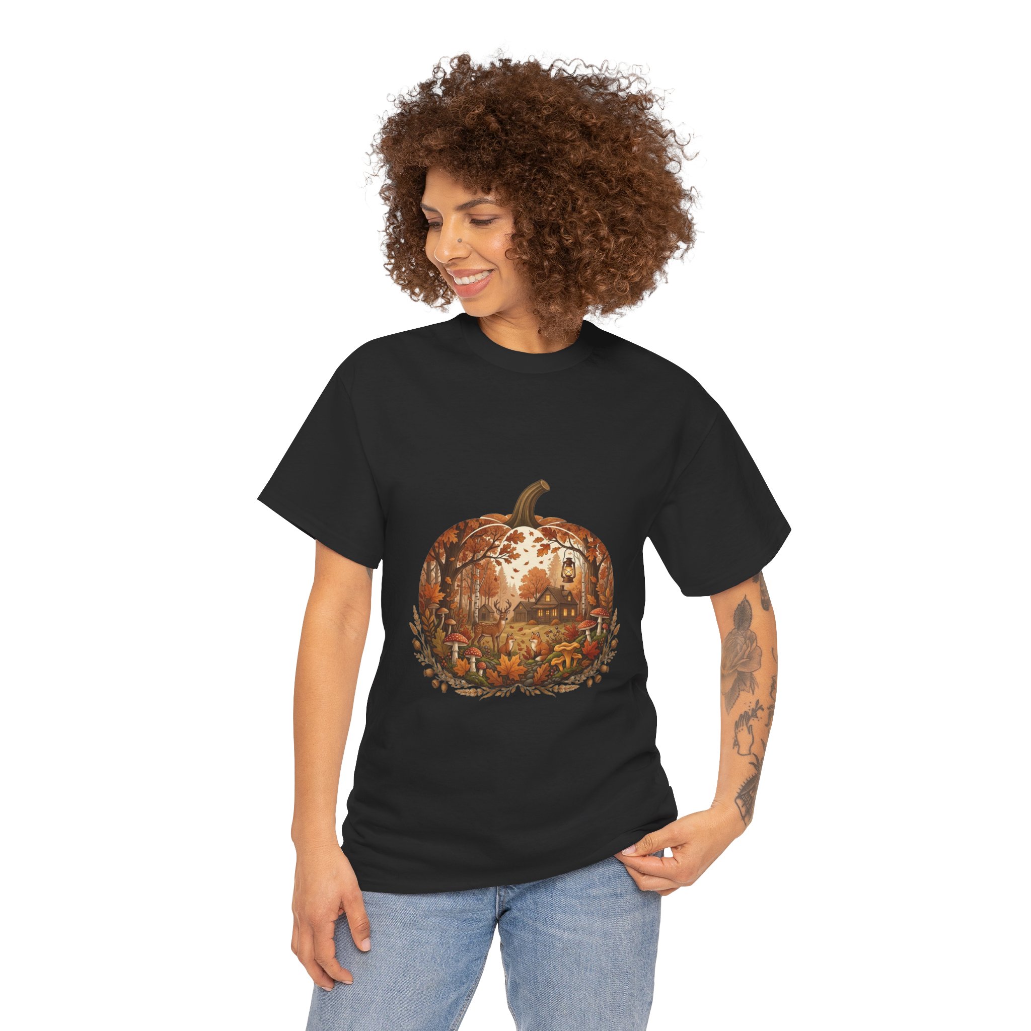 glowing pumpkin autumn graphic tee
